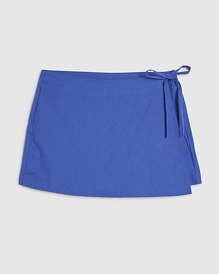 Blue Linen Blend Skort