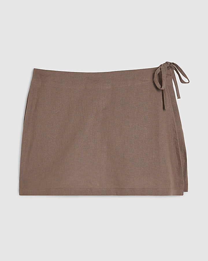 Petite Beige Linen Blend Skort