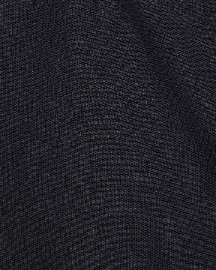 Petite Navy Linen Blend Skort