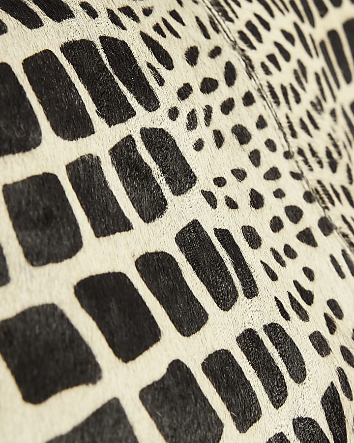 Black Animal Print Hair On Leather Clutch Bag