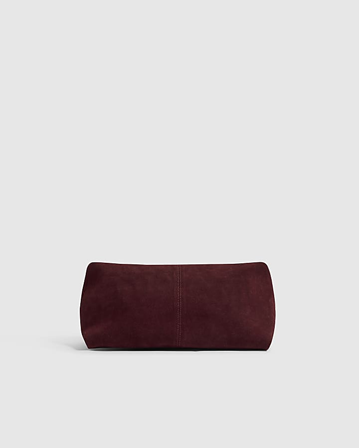 Burgundy Suede Framed Clutch Bag