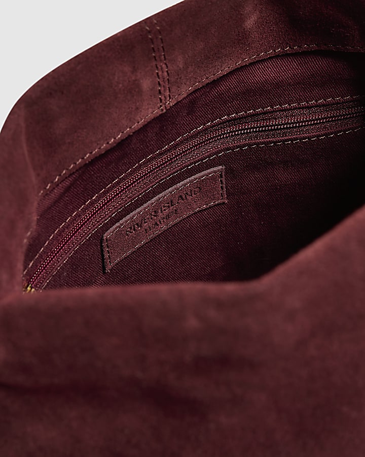 Burgundy Suede Framed Clutch Bag