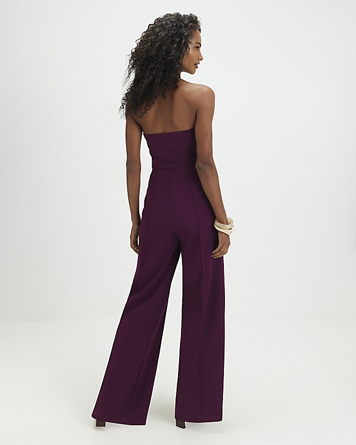 Purple Sleeveless Bandeau Jumpsuit