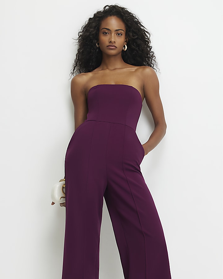 Purple Sleeveless Bandeau Jumpsuit
