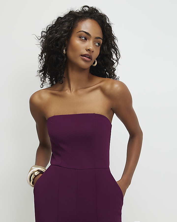 Purple Sleeveless Bandeau Jumpsuit