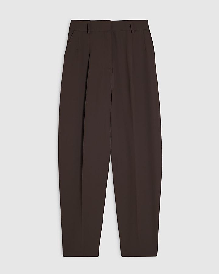 Brown Drapey Barrel Leg Trousers