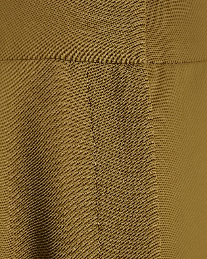 Khaki Drapey Barrel Leg Trousers
