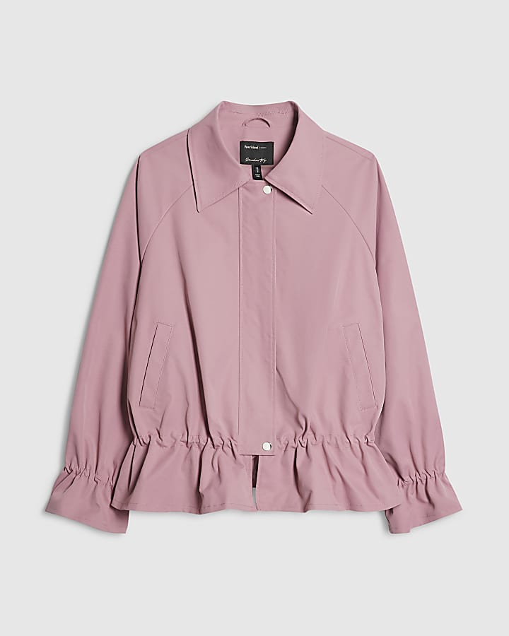 Pink Drop Hem Drawstring Jacket