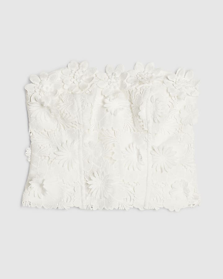 White Boutique Lace Bandeau Top