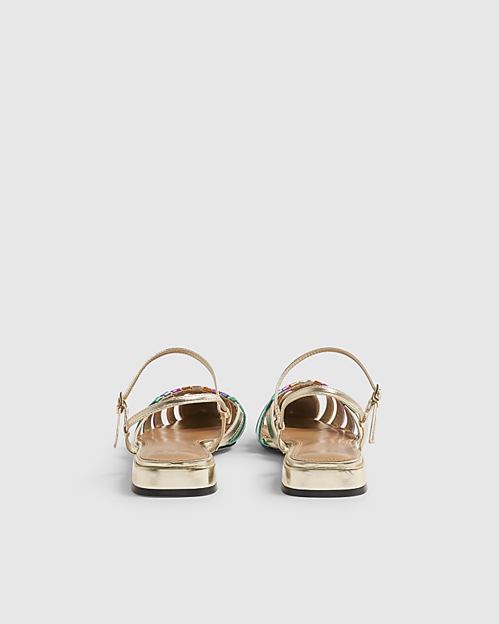 Gold Metallic Pointed Toe Flat Shoes