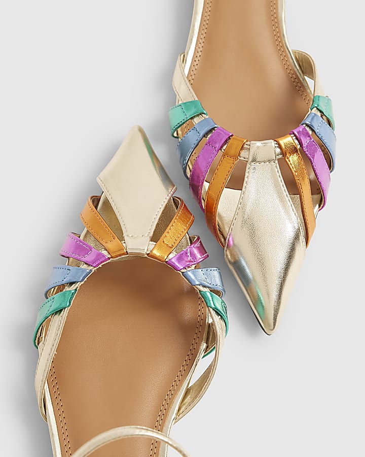 Gold Metallic Pointed Toe Flat Shoes