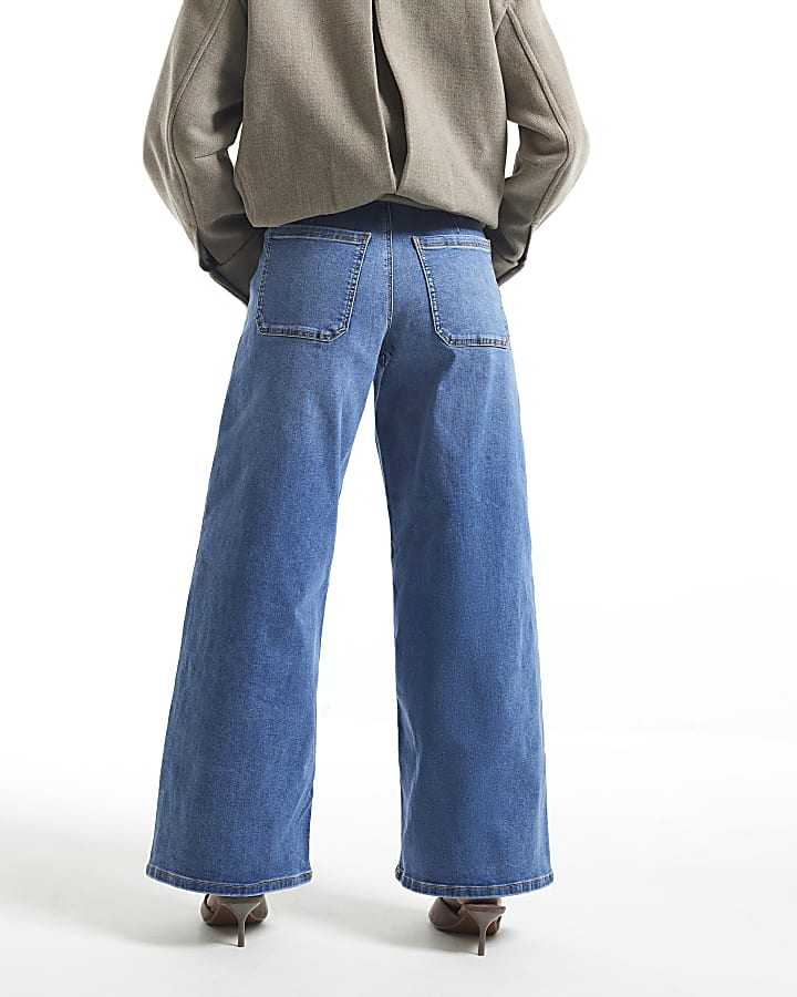 Petite Blue High Rise Palazzo Sculpt Jeans