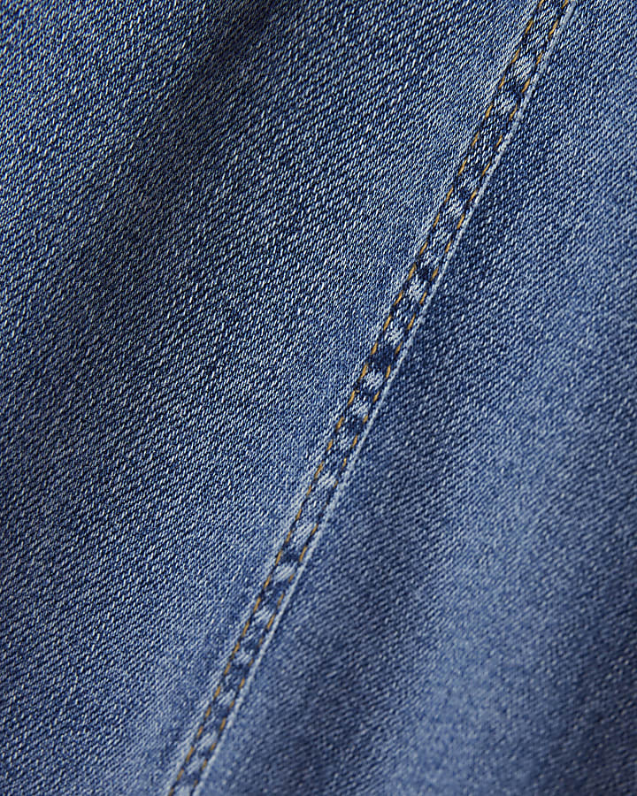 Petite Blue  High Rise Pull On Palazzo Jeans