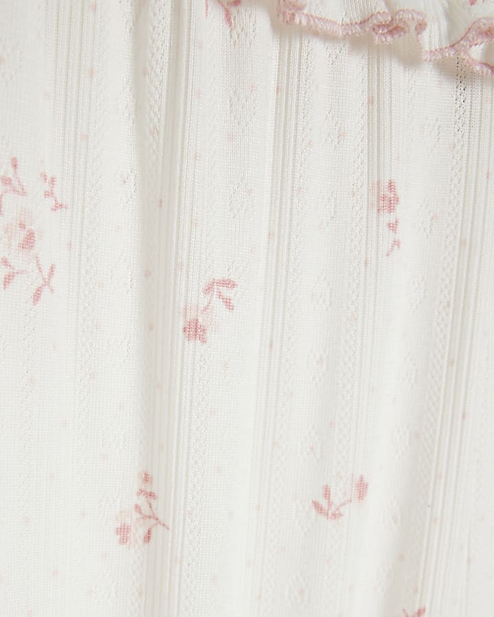 White Ditsy Floral 3 Piece Loungewear Set
