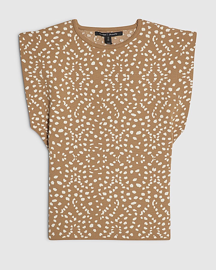 Brown Bambi Fitted Knit Brunch Top