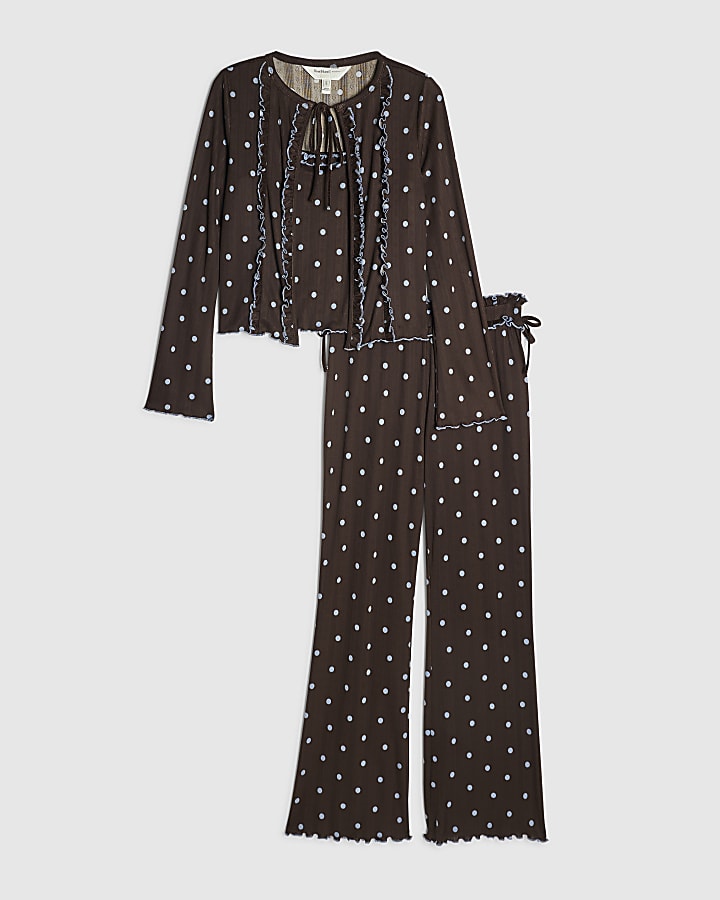 Brown Polka Dot 3 Piece Set