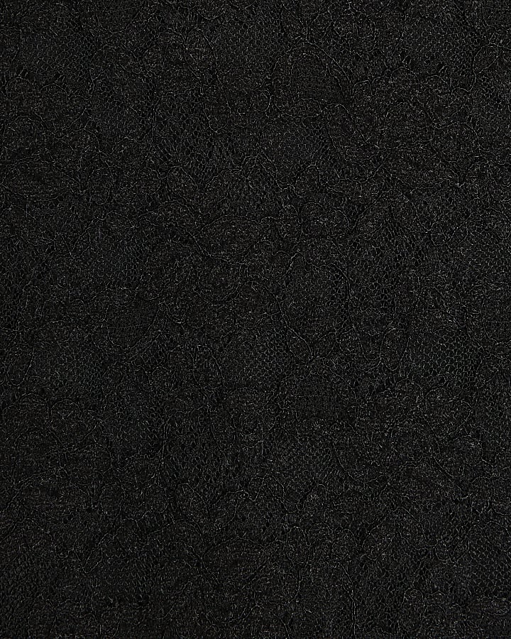 Black Long Sleeve Lace Plunge Neck Top