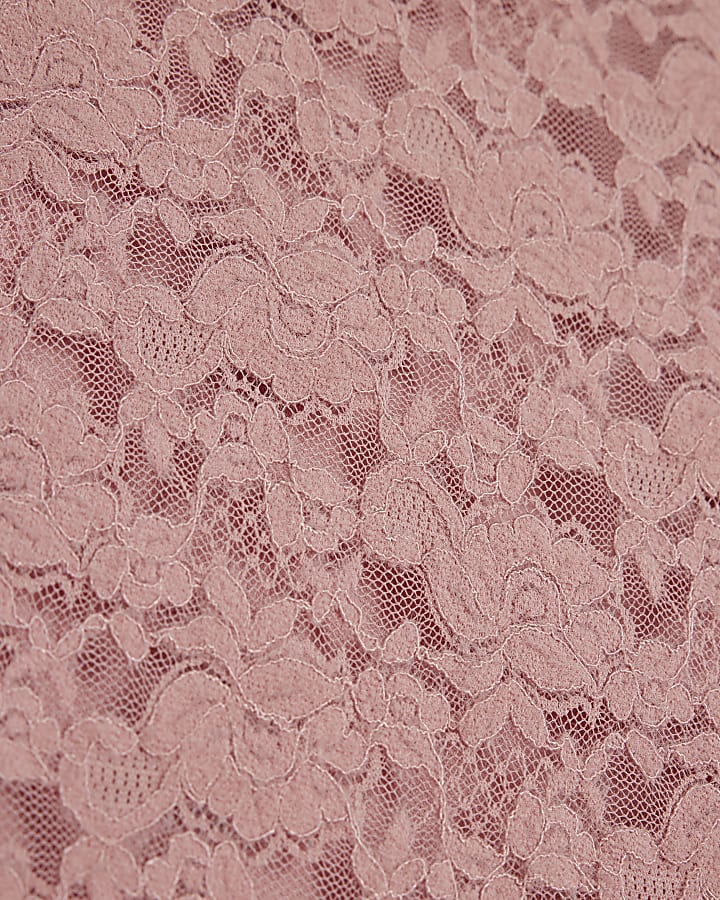 Pink Lace Fitted T-Shirt