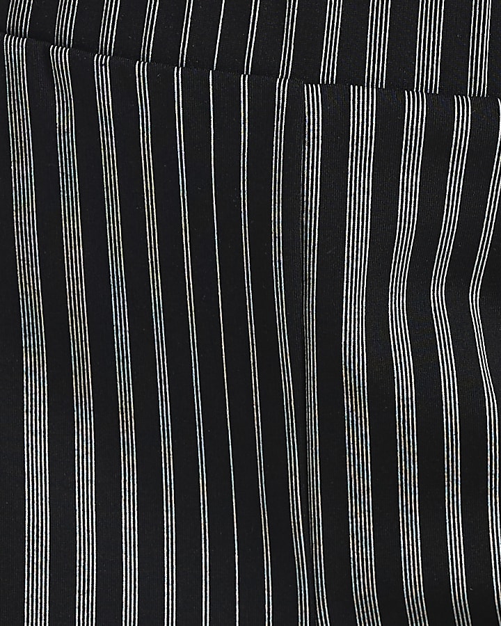 Black Ponte Stripe Wide Leg Trousers