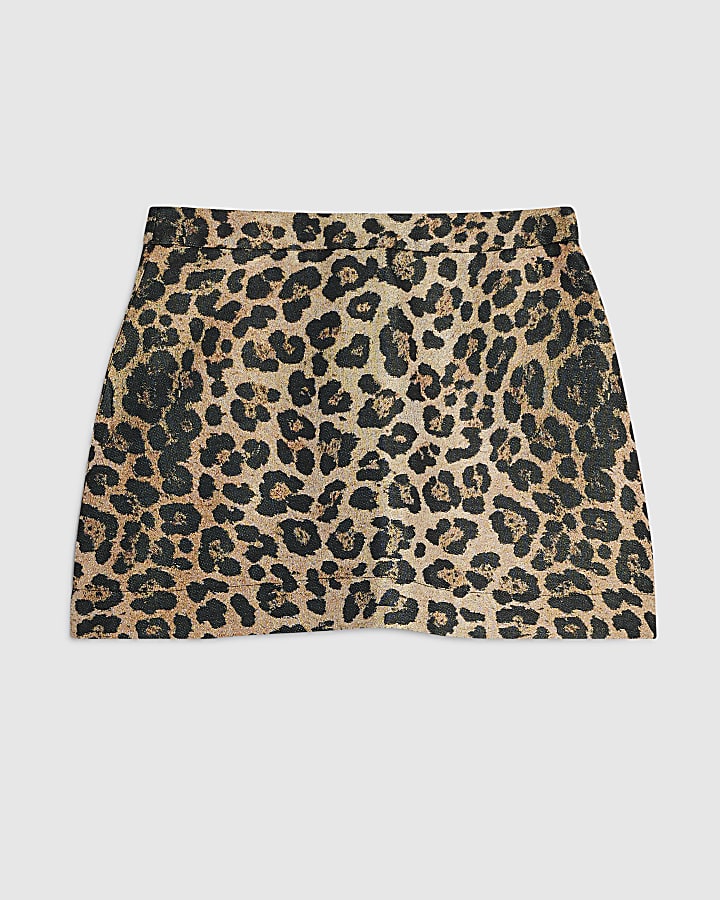 Petite Brown Leopard Mini Skirt