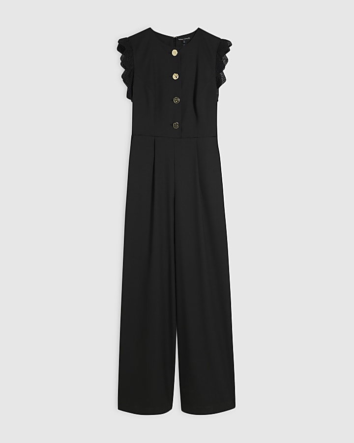 Black Scallop Trim Jumpsuit