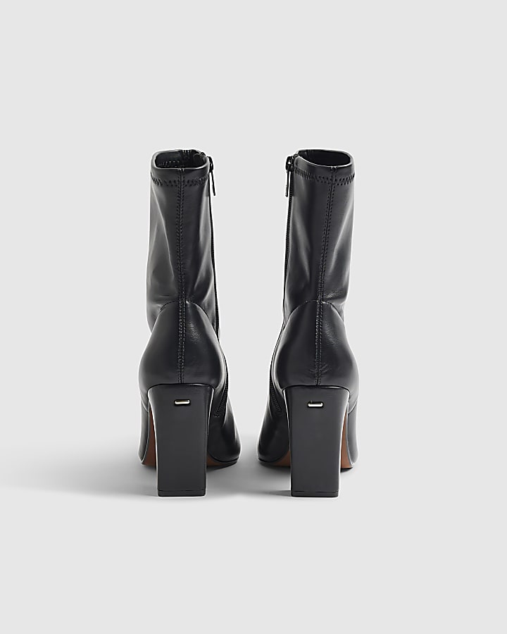Black Square Heel Stretch Boots