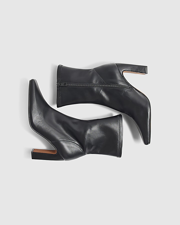Black Square Heel Stretch Boots