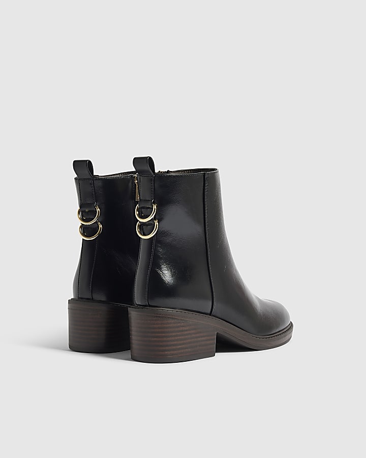 Black Heeled Block Ankle Boot