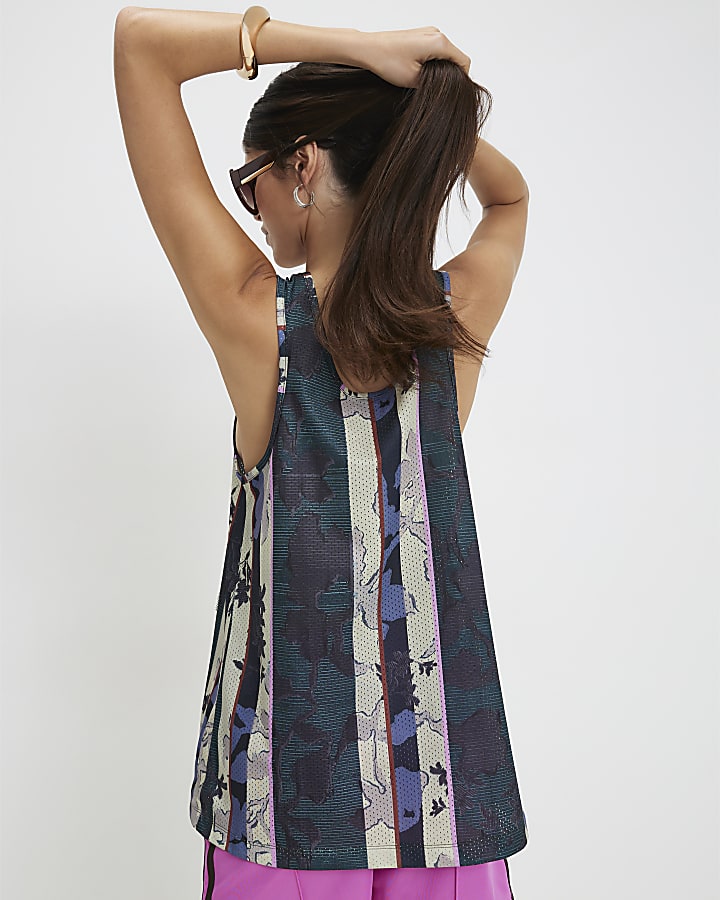 Green Pony Floral Print Tank Top