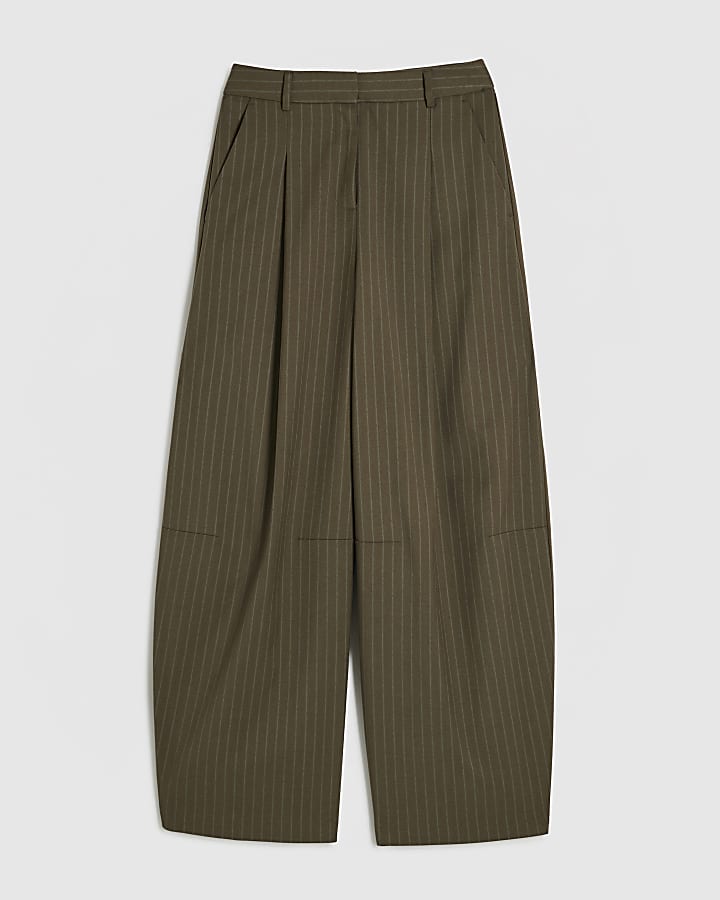 Green Stripe Barrel Leg Trousers