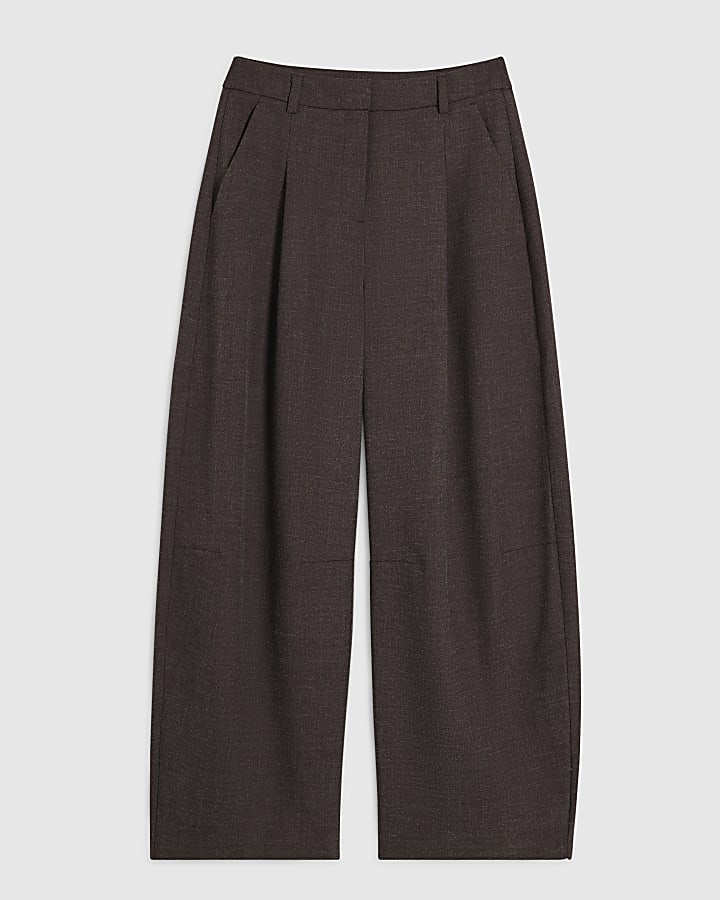 Brown Barrel Leg Trousers