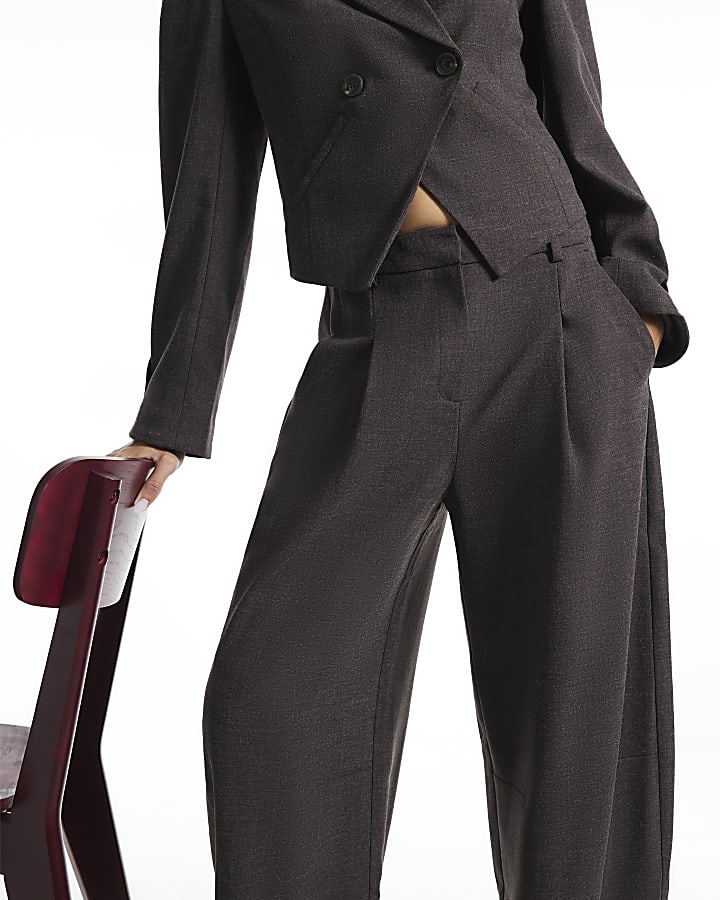 Brown Barrel Leg Trousers