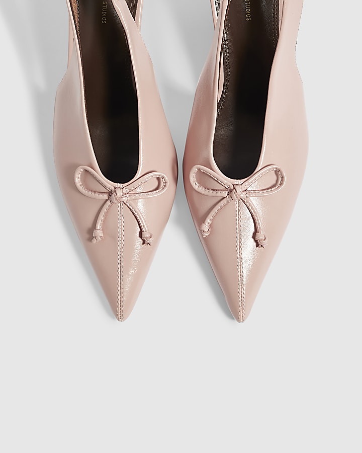 Pink Bow Slingback Court Heels