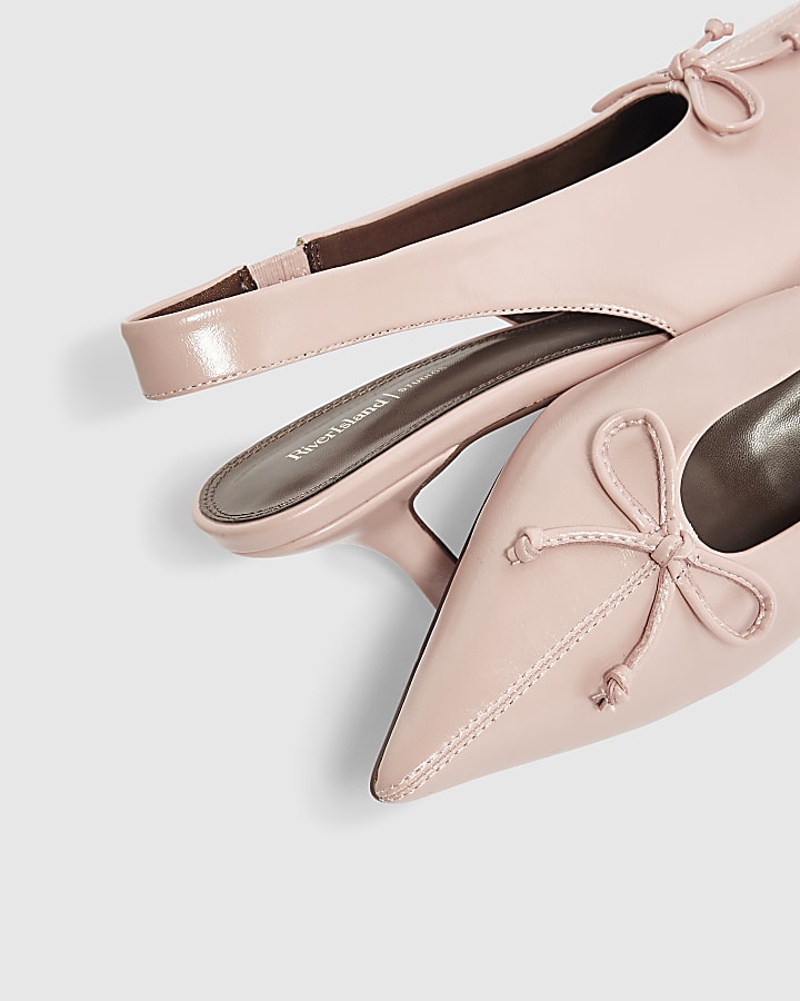 Pink Bow Slingback Court Heels