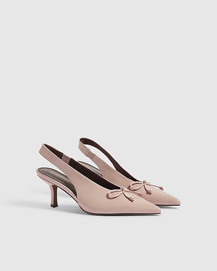 Pink Bow Slingback Court Heels