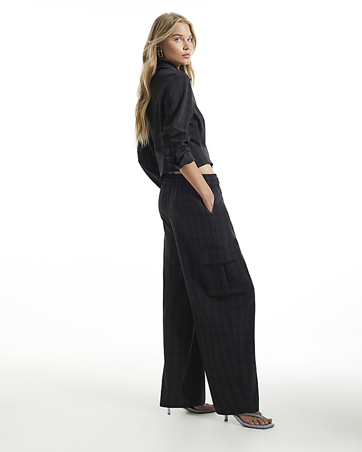 Blue Check Cargo Smart Joggers