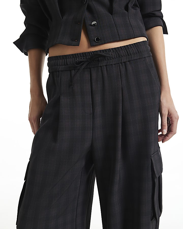 Blue Check Cargo Smart Joggers