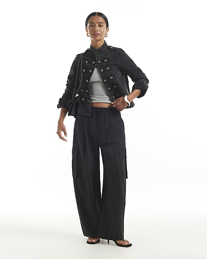 Petite Blue Check Smart Joggers