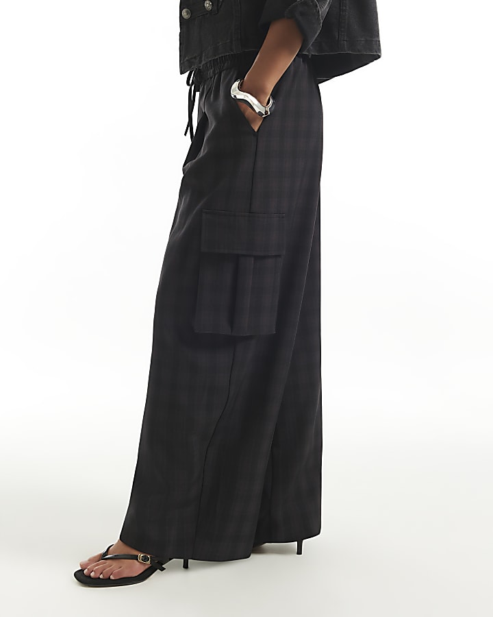 Petite Blue Check Smart Joggers