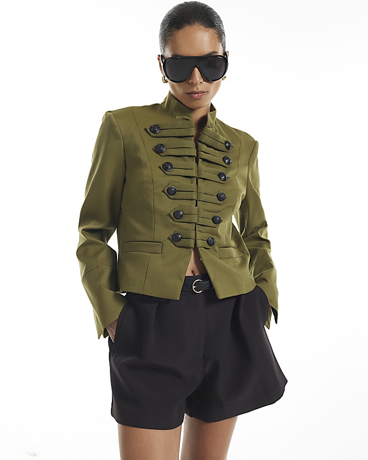 Petite Khaki Military Jacket