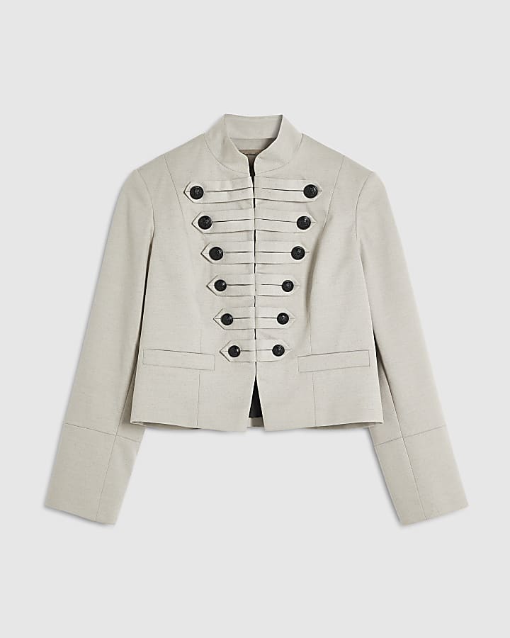 Petite Beige Military Jacket
