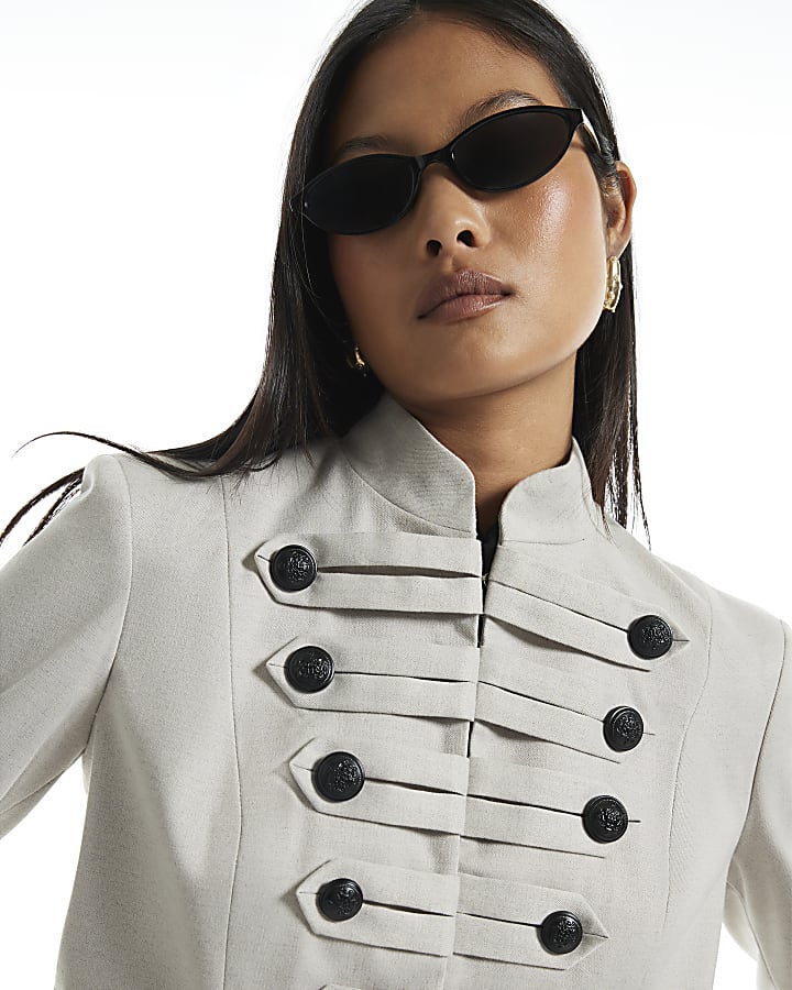 Petite Beige Military Jacket