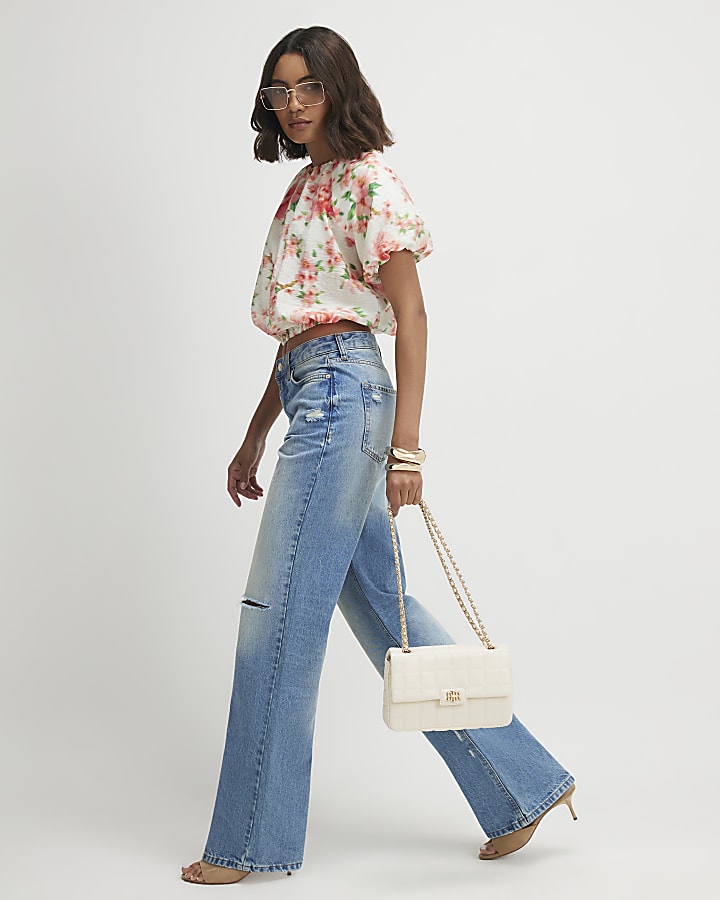 Pink Floral Puff Sleeve Top