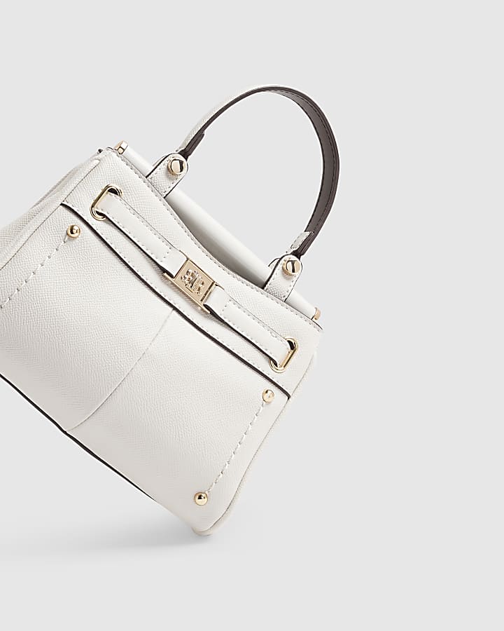Cream Mini Pocketed Bar Front Tote Bag