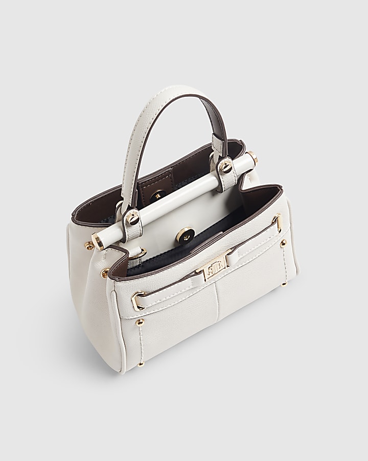 Cream Mini Pocketed Bar Front Tote Bag