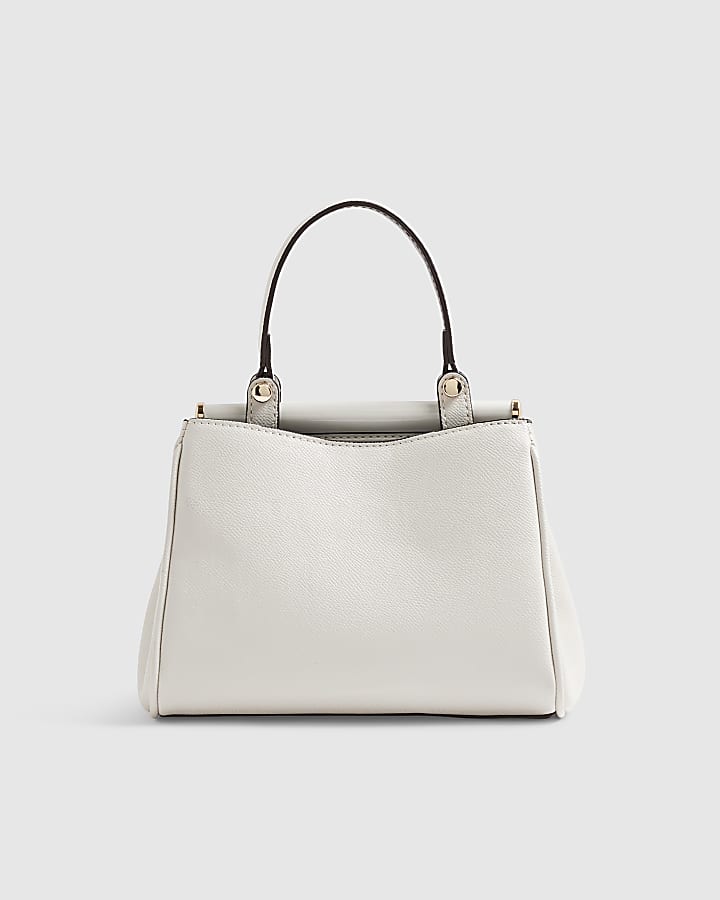 Cream Mini Pocketed Bar Front Tote Bag