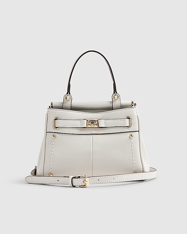 Cream Mini Pocketed Bar Front Tote Bag