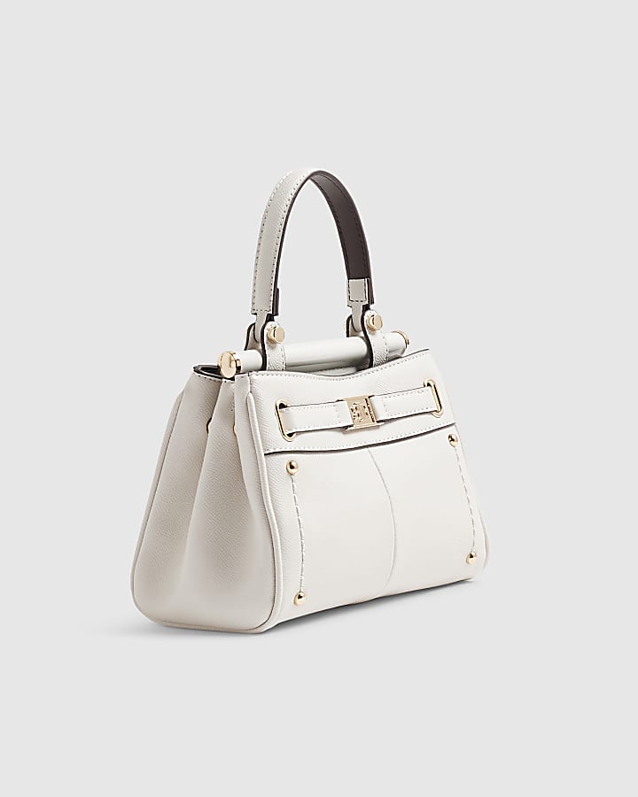 Cream Mini Pocketed Bar Front Tote Bag