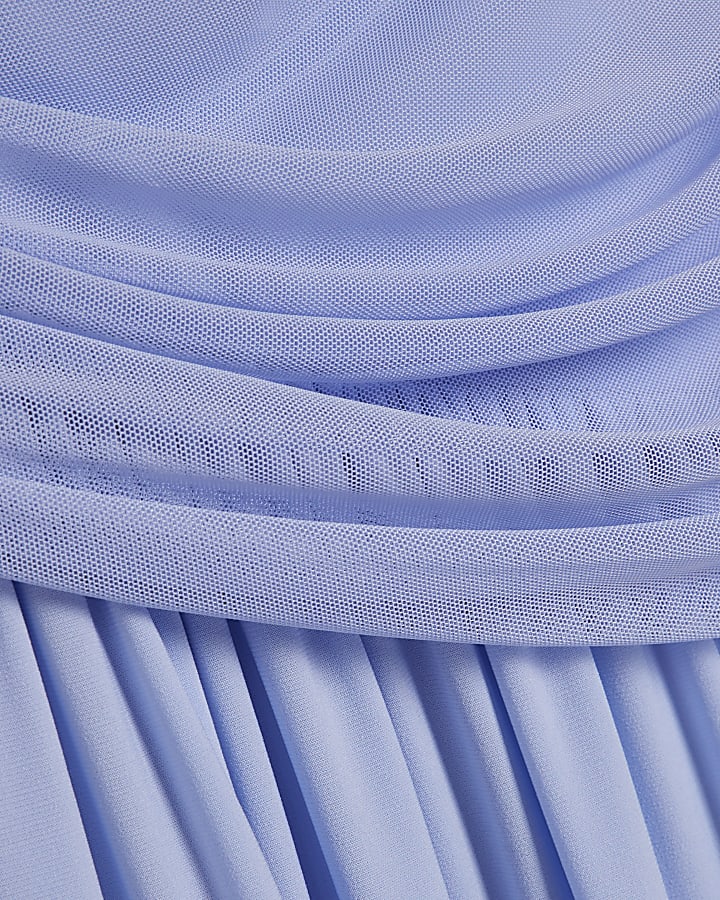 Blue Sleeveless Drape Maxi Dress