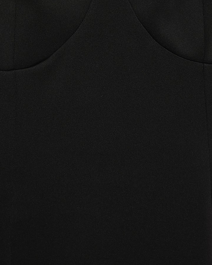 Black Sleeveless Plunge Neck Mini Dress